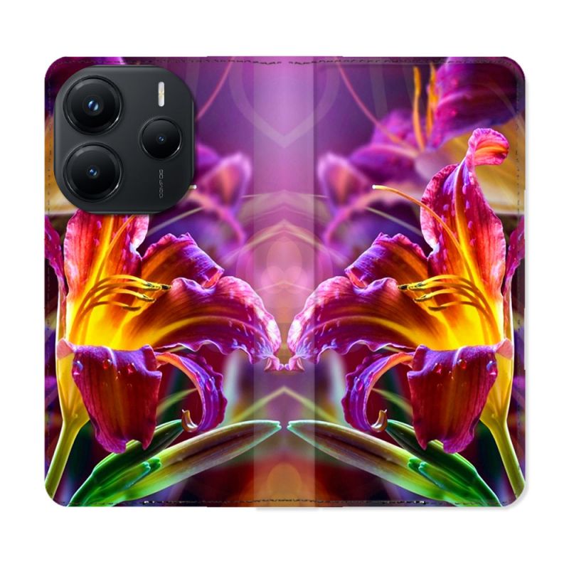 Housse Cuir Portefeuille Pour Xiaomi Redmi Note 14 5G Fleur Lys Color