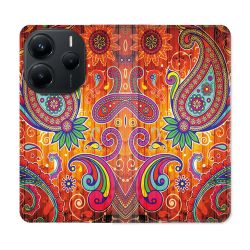 Housse Cuir Portefeuille Pour Xiaomi Redmi Note 14 5G Fleur Psychedelic