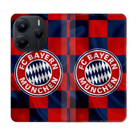Housse Cuir Portefeuille Pour Xiaomi Redmi Note 14 5G Foot Bayern Munich Carreaux