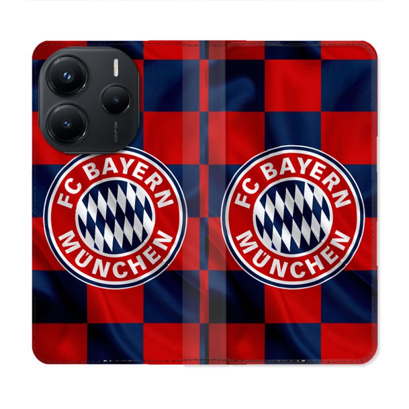 Housse Cuir Portefeuille Pour Xiaomi Redmi Note 14 5G Foot Bayern Munich Carreaux
