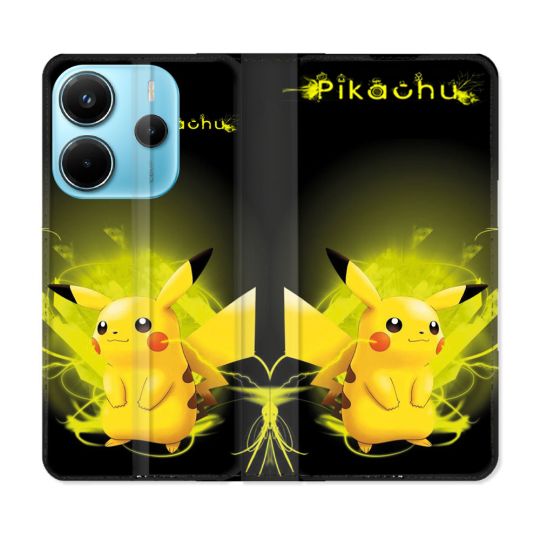 Housse Cuir Portefeuille Pour Xiaomi Redmi Note 14 4G Pokemon Pikachu Eclair