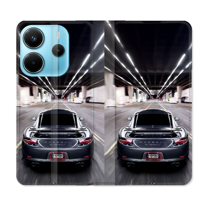 Housse Cuir Portefeuille Pour Xiaomi Redmi Note 14 4G Porsche 911