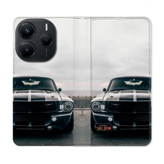 Housse Cuir Portefeuille Pour Xiaomi Redmi Note 14 5G Ford Mustang GT500 Vintage