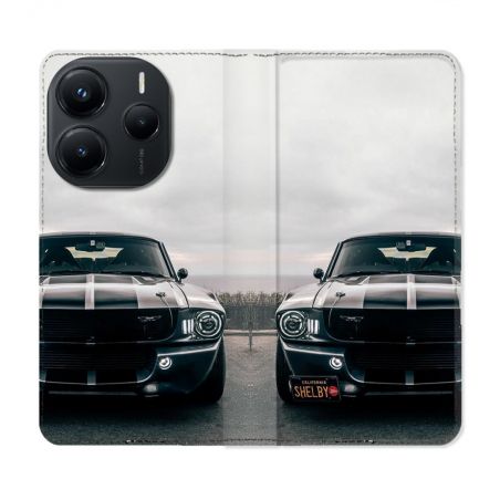 Housse Cuir Portefeuille Pour Xiaomi Redmi Note 14 5G Ford Mustang GT500 Vintage
