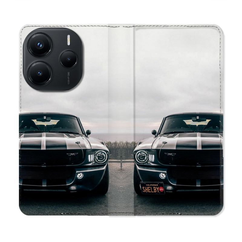Housse Cuir Portefeuille Pour Xiaomi Redmi Note 14 5G Ford Mustang GT500 Vintage