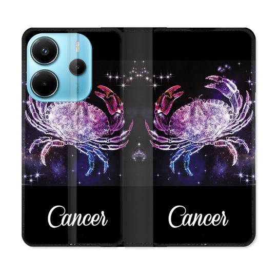 Housse Cuir Portefeuille Pour Xiaomi Redmi Note 14 4G Signe Zodiaque 2 Cancer