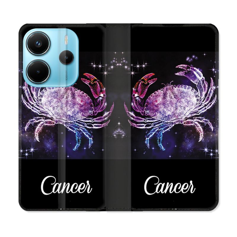 Housse Cuir Portefeuille Pour Xiaomi Redmi Note 14 4G Signe Zodiaque 2 Cancer