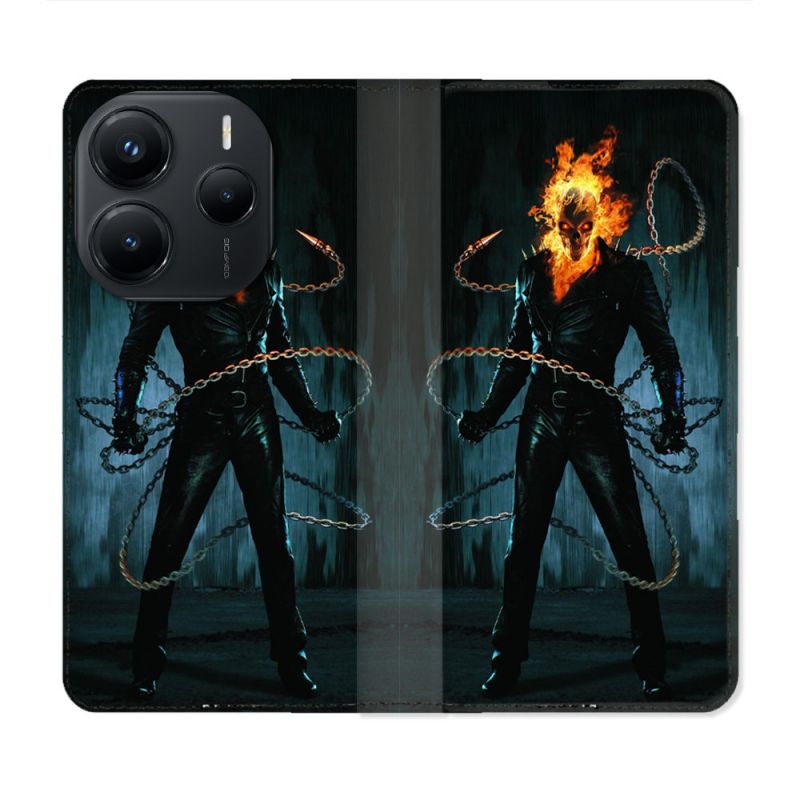 Housse Cuir Portefeuille Pour Xiaomi Redmi Note 14 5G Ghost Rider