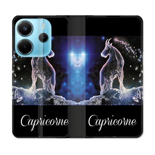 Housse Cuir Portefeuille Pour Xiaomi Redmi Note 14 4G Signe Zodiaque 2 Capricorne