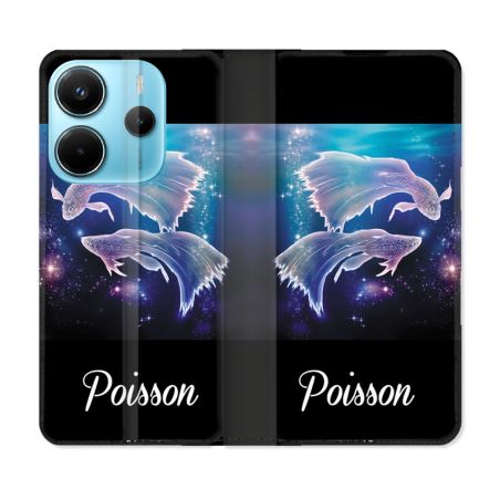 Housse Cuir Portefeuille Pour Xiaomi Redmi Note 14 4G Signe Zodiaque 2 Poisson