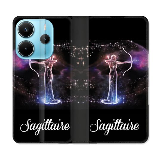 Housse Cuir Portefeuille Pour Xiaomi Redmi Note 14 4G Signe Zodiaque 2 Sagittaire