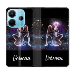 Housse Cuir Portefeuille Pour Xiaomi Redmi Note 14 4G Signe Zodiaque 2 Verseau