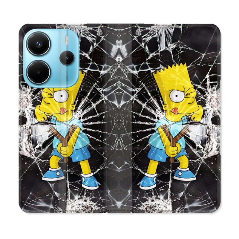 Housse Cuir Portefeuille Pour Xiaomi Redmi Note 14 4G Simpson Bart