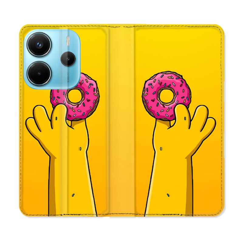 Housse Cuir Portefeuille Pour Xiaomi Redmi Note 14 4G Simpson Donuts