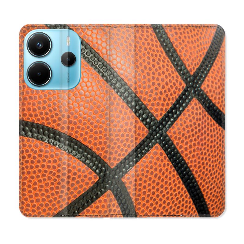 Housse Cuir Portefeuille Pour Xiaomi Redmi Note 14 4G Sport Ballon Basket