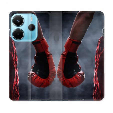 Housse Cuir Portefeuille Pour Xiaomi Redmi Note 14 4G Sport Boxe Gant Rouge