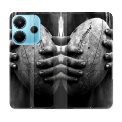 Housse Cuir Portefeuille Pour Xiaomi Redmi Note 14 4G Sport Rugby Ballon Vintage