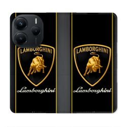 Housse Cuir Portefeuille Pour Xiaomi Redmi Note 14 5G Lamborghini Carbone