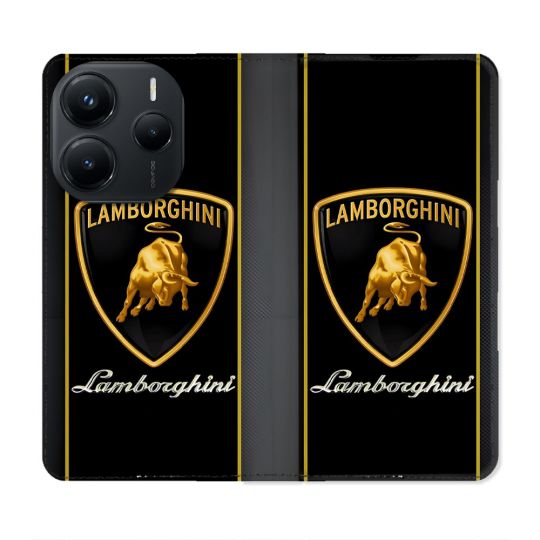Housse Cuir Portefeuille Pour Xiaomi Redmi Note 14 5G Lamborghini Carbone