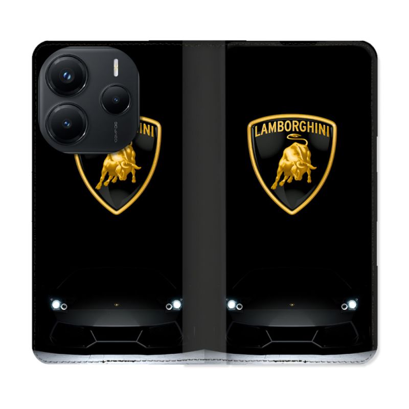 Housse Cuir Portefeuille Pour Xiaomi Redmi Note 14 5G Lamborghini Noir