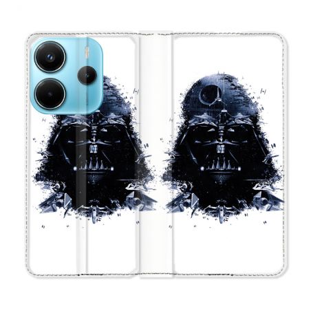 Housse Cuir Portefeuille Pour Xiaomi Redmi Note 14 4G Star Wars - Dark Vador Blanc