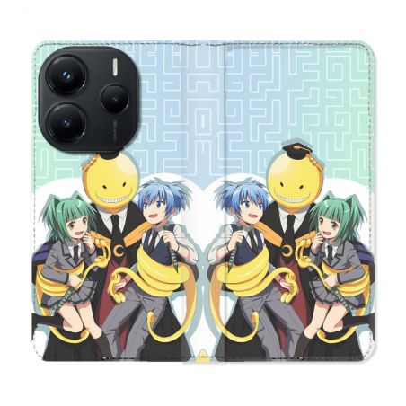 Housse Cuir Portefeuille Pour Xiaomi Redmi Note 14 5G Manga Assassination Classroom Kuro Trio