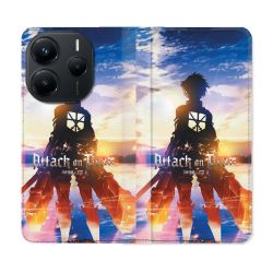 Housse Cuir Portefeuille Pour Xiaomi Redmi Note 14 5G Manga Attaque Titans Soleil