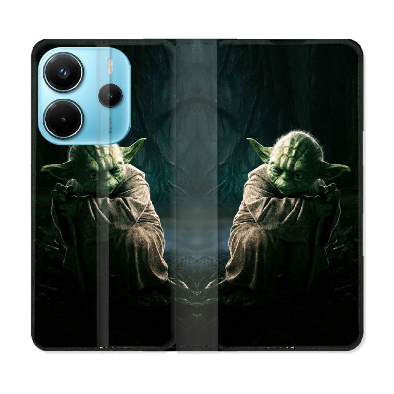 Housse Cuir Portefeuille Pour Xiaomi Redmi Note 14 4G Star Wars - Yoda sombre