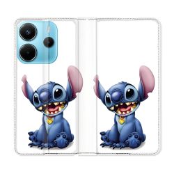 Housse Cuir Portefeuille Pour Xiaomi Redmi Note 14 4G Stitch Blanc