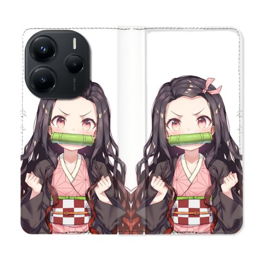 Housse Cuir Portefeuille Pour Xiaomi Redmi Note 14 5G Manga Demon Slayer Nezuko