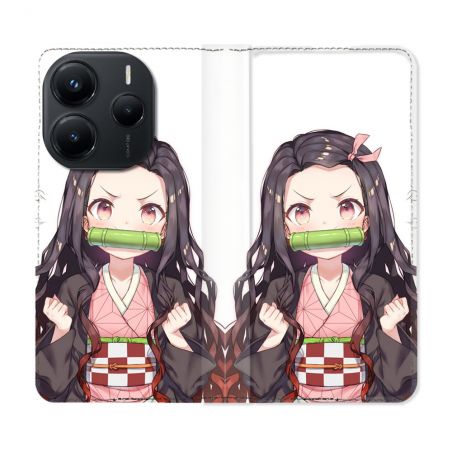 Housse Cuir Portefeuille Pour Xiaomi Redmi Note 14 5G Manga Demon Slayer Nezuko