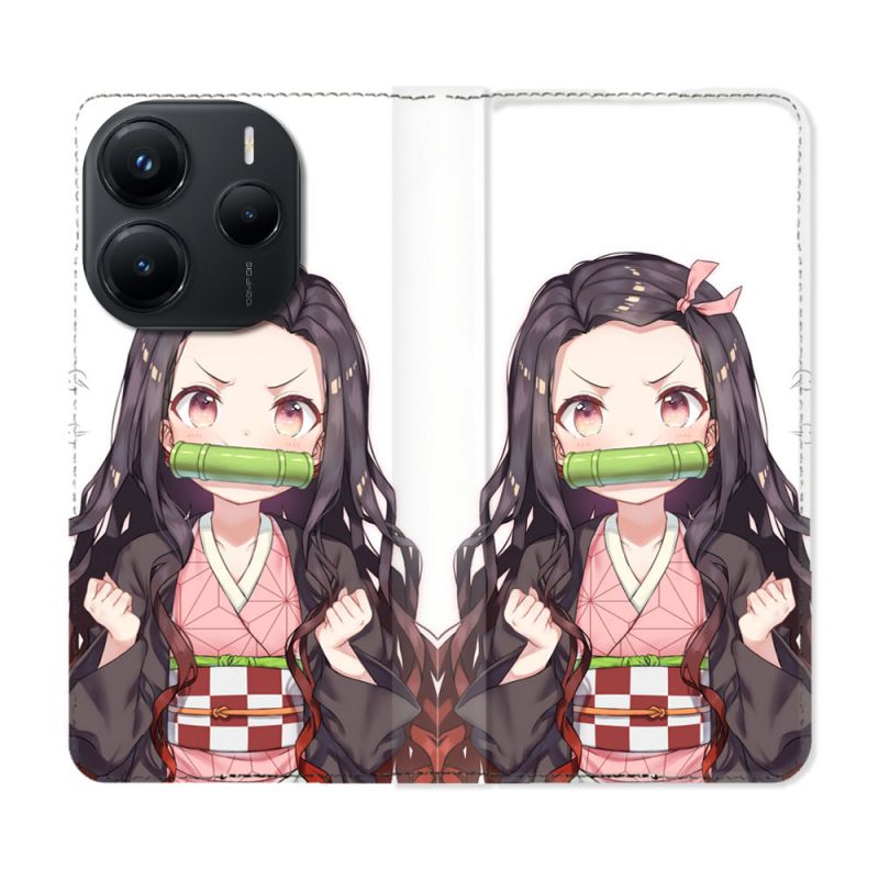 Housse Cuir Portefeuille Pour Xiaomi Redmi Note 14 5G Manga Demon Slayer Nezuko