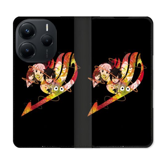 Housse Cuir Portefeuille Pour Xiaomi Redmi Note 14 5G Manga Fairy Tail Logo Noir
