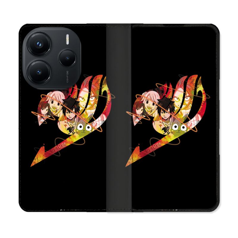 Housse Cuir Portefeuille Pour Xiaomi Redmi Note 14 5G Manga Fairy Tail Logo Noir