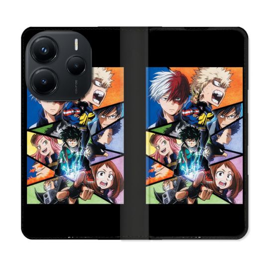 Housse Cuir Portefeuille Pour Xiaomi Redmi Note 14 5G Manga My Hero Academia Noir