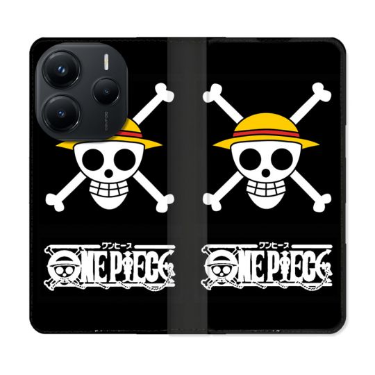 Housse Cuir Portefeuille Pour Xiaomi Redmi Note 14 5G Manga One Piece Tete de Mort