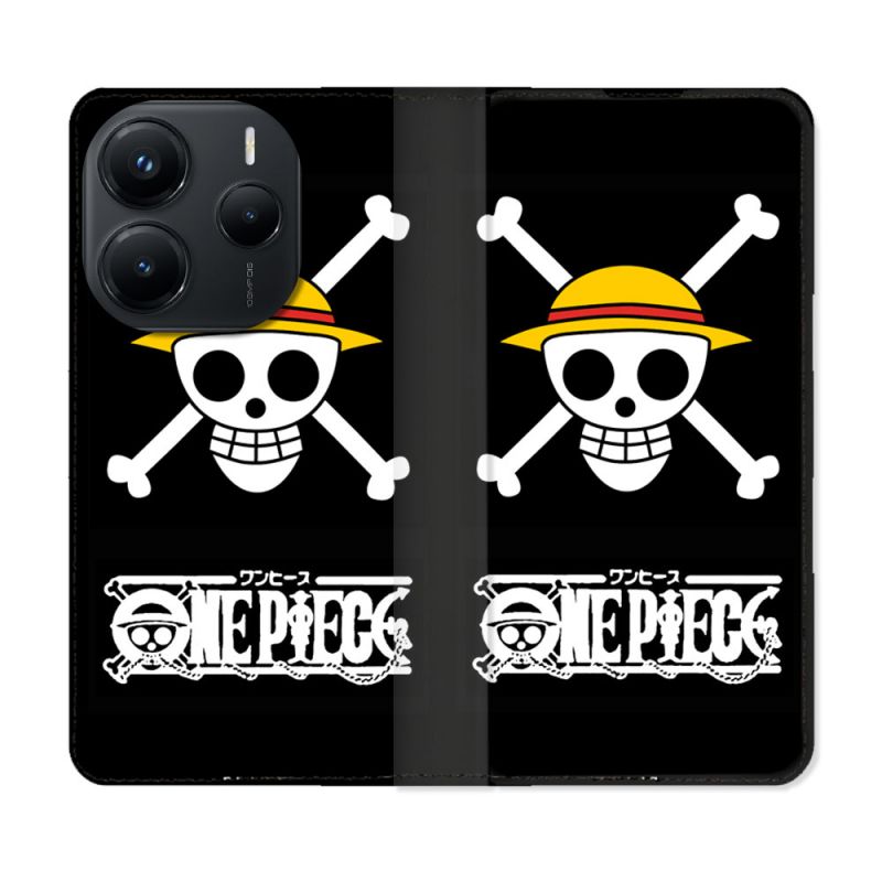 Housse Cuir Portefeuille Pour Xiaomi Redmi Note 14 5G Manga One Piece Tete de Mort