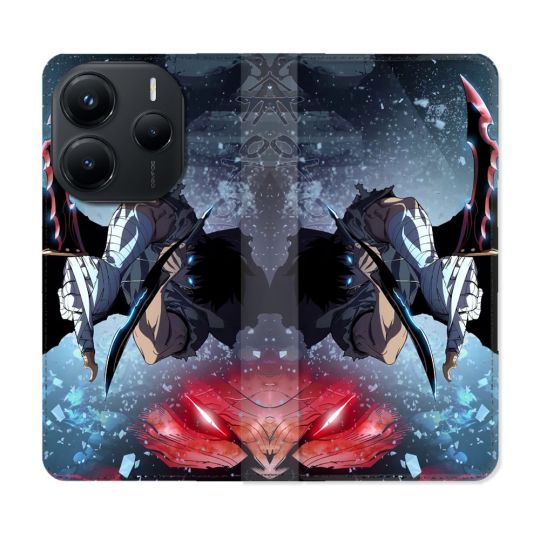 Housse Cuir Portefeuille Pour Xiaomi Redmi Note 14 5G Manga Solo Leveling Sung Epee