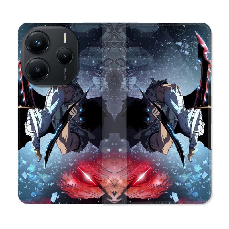 Housse Cuir Portefeuille Pour Xiaomi Redmi Note 14 5G Manga Solo Leveling Sung Epee