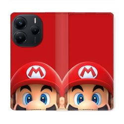 Housse Cuir Portefeuille Pour Xiaomi Redmi Note 14 5G Mario Rouge