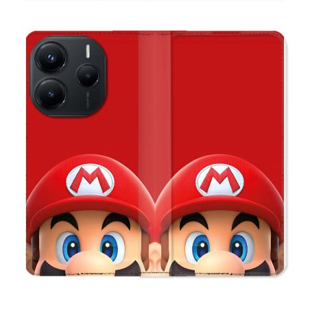 Housse Cuir Portefeuille Pour Xiaomi Redmi Note 14 5G Mario Rouge