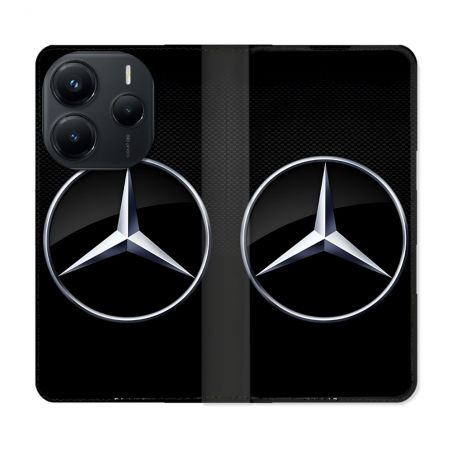 Housse Cuir Portefeuille Pour Xiaomi Redmi Note 14 5G Mercedes Carbone