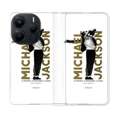 Housse Cuir Portefeuille Pour Xiaomi Redmi Note 14 5G Michael Jackson Blanc