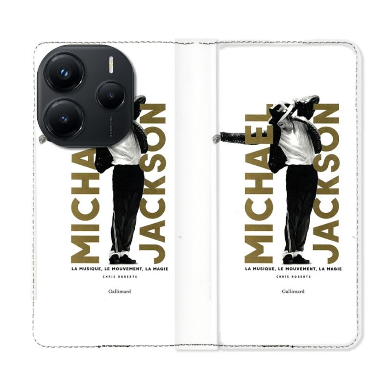 Housse Cuir Portefeuille Pour Xiaomi Redmi Note 14 5G Michael Jackson Blanc