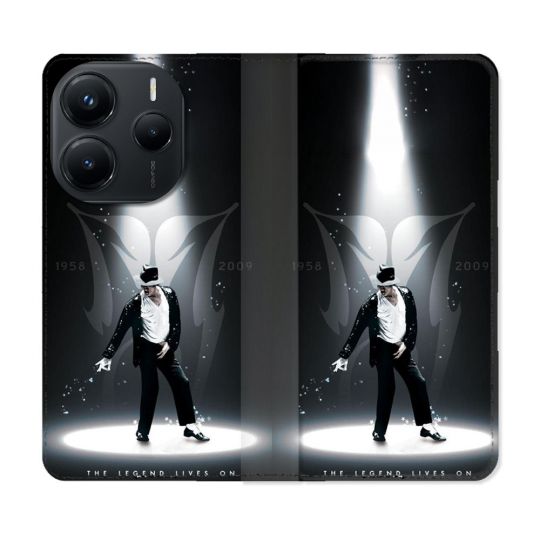 Housse Cuir Portefeuille Pour Xiaomi Redmi Note 14 5G Michael Jackson Noir
