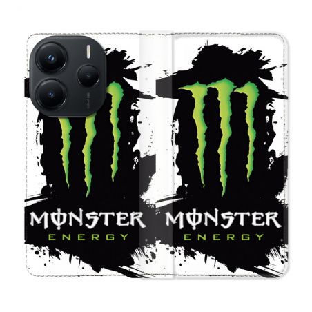 Housse Cuir Portefeuille Pour Xiaomi Redmi Note 14 5G Monster Energy Tache