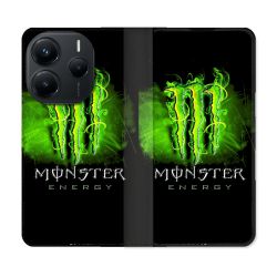 Housse Cuir Portefeuille Pour Xiaomi Redmi Note 14 5G Monster Energy Vert