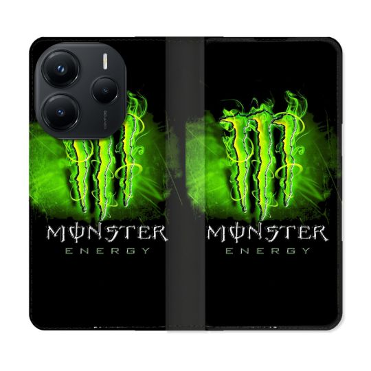 Housse Cuir Portefeuille Pour Xiaomi Redmi Note 14 5G Monster Energy Vert