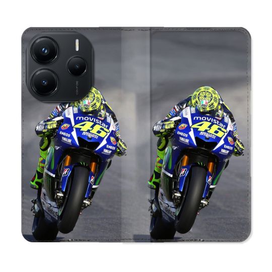 Housse Cuir Portefeuille Pour Xiaomi Redmi Note 14 5G Moto Course GP Wheeling 46