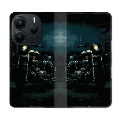 Housse Cuir Portefeuille Pour Xiaomi Redmi Note 14 5G Moto Harley Vintage